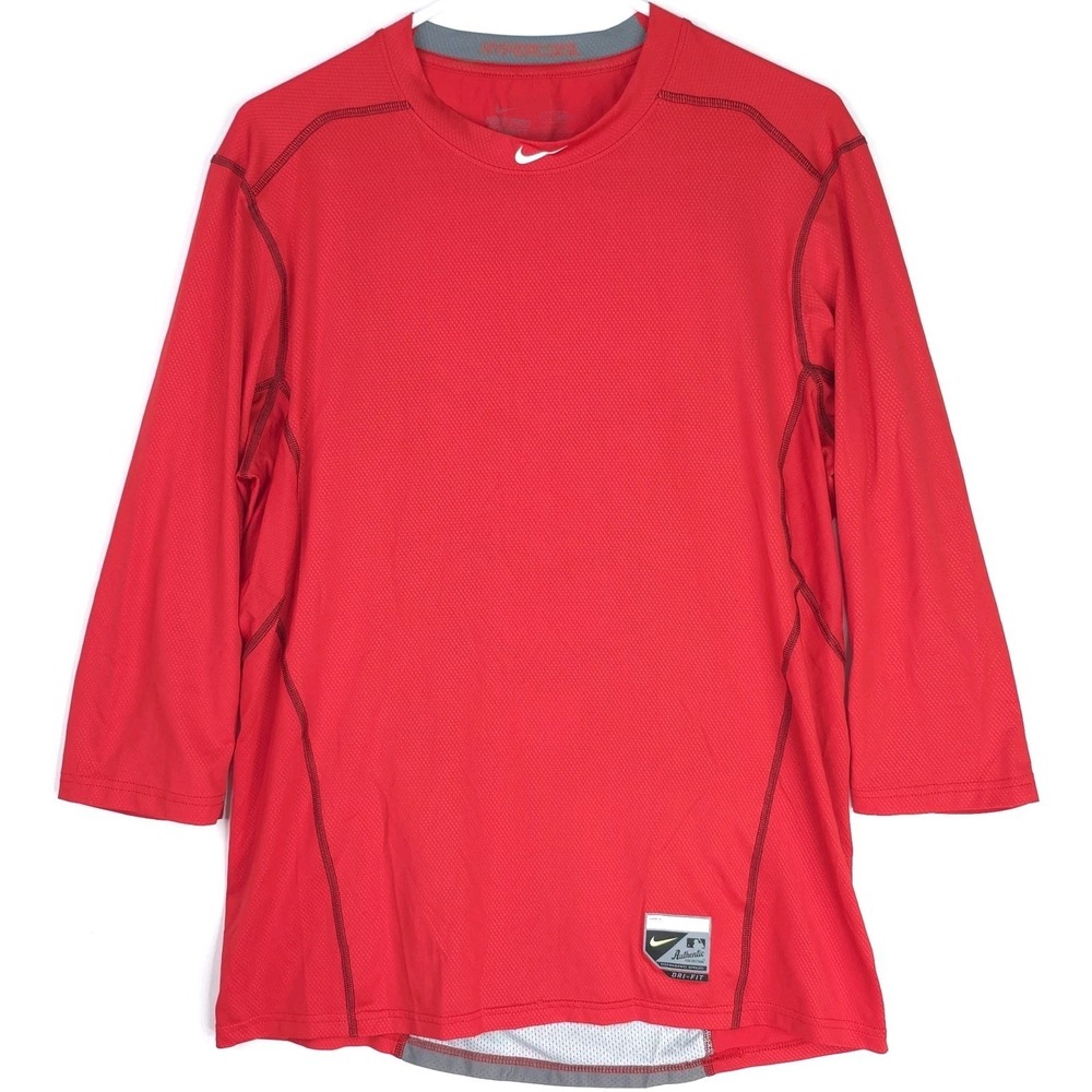 Nike Pro Combat Hypercool Shirt Mens Large Red Dri Fit Fit Baseball‎ 659873-657